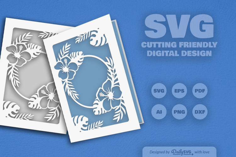 Tropical Floral Greeting Card SVG