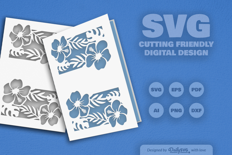 Tropical Floral Greeting Card SVG