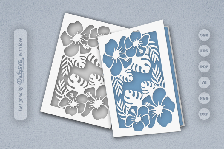 Tropical Floral Greeting Card SVG