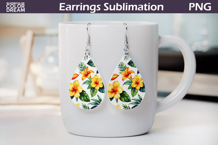 Tropical Flower Teardrop Earrings | Tropical Floral Earrings