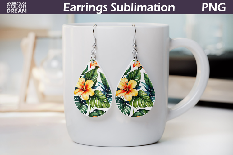 Tropical Flower Teardrop Earrings | Tropical Floral Earrings