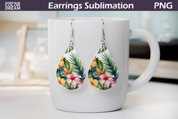 Tropical Flower Teardrop Earrings | Tropical Floral Earrings