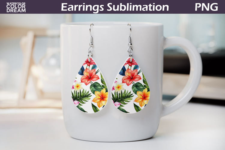 Tropical Flower Teardrop Earrings | Tropical Floral Earrings