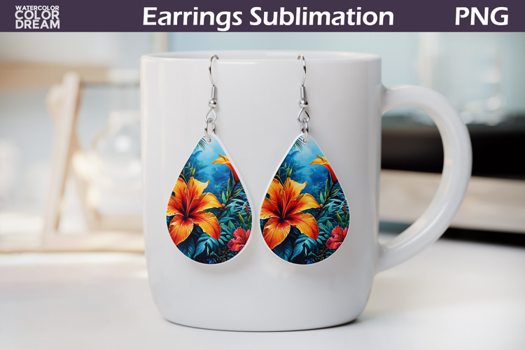Tropical Flower Teardrop Earrings | Tropical Floral Earrings