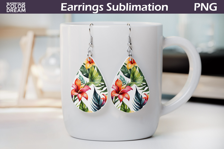 Tropical Flower Teardrop Earrings | Tropical Floral Earrings