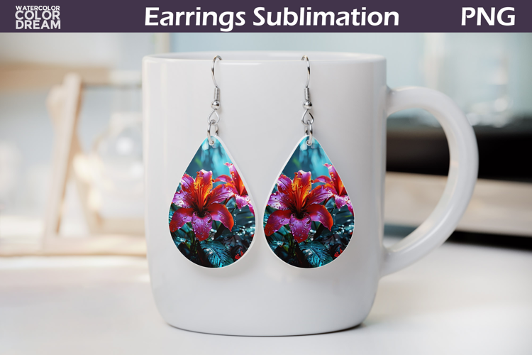 Tropical Flower Teardrop Earrings | Tropical Floral Earrings