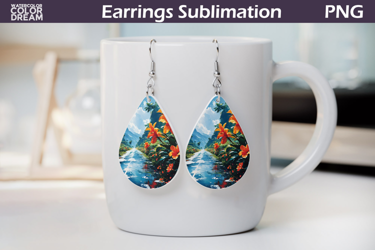 Tropical Flower Teardrop Earrings | Tropical Floral Earrings