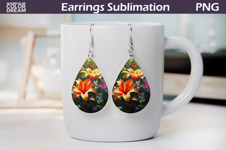 Tropical Flower Teardrop Earrings | Tropical Floral Earrings