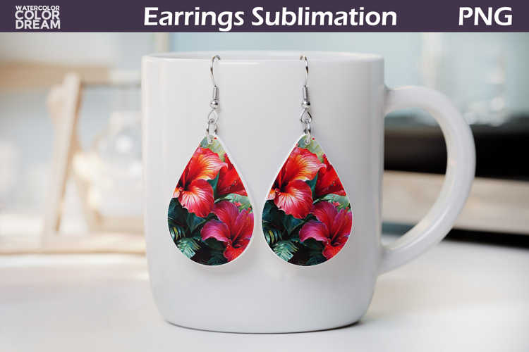 Tropical Flower Teardrop Earrings | Tropical Floral Earrings