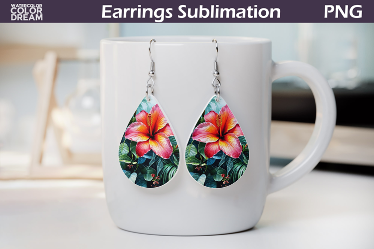 Tropical Flower Teardrop Earrings | Tropical Floral Earrings