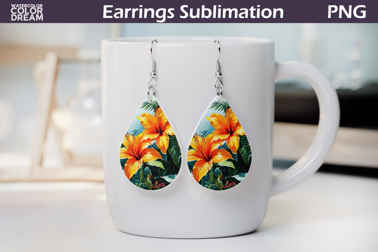 Tropical Flower Teardrop Earrings | Tropical Floral Earrings