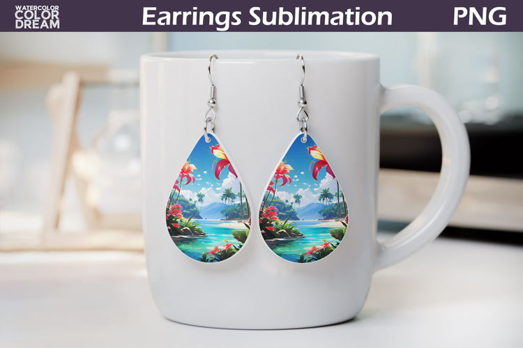 Tropical Flower Teardrop Earrings | Tropical Floral Earrings