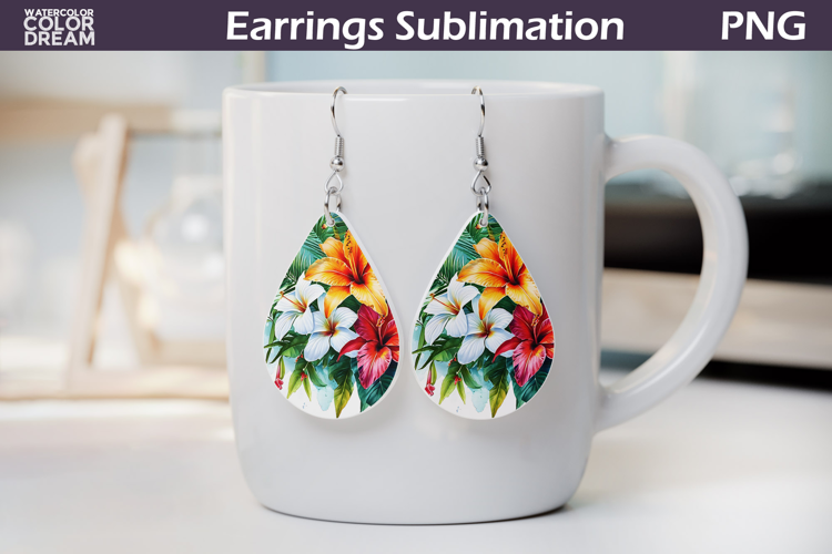 Tropical Flower Teardrop Earrings | Tropical Floral Earrings