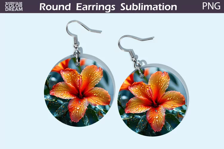 Tropical Flowers Round Earrings | 3D Flowers Round Earrings