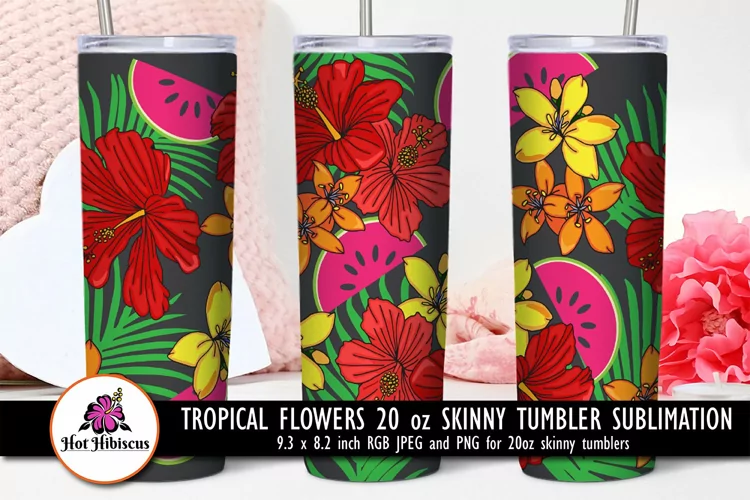 Tropical Tumbler Sublimation | Tropical Flowers Tumbler Wrap