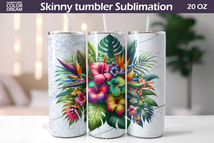Tropical Flowers Tumbler Wrap | I Summer Floral Tumbler