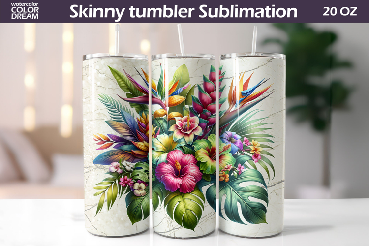 Tropical Flowers Tumbler Wrap | I Summer Floral Tumbler
