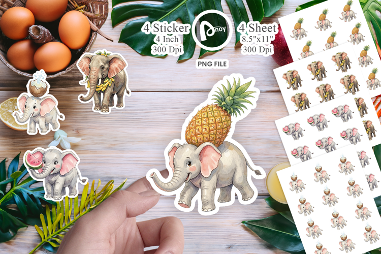 Tropical Fruit Elephant Sticker