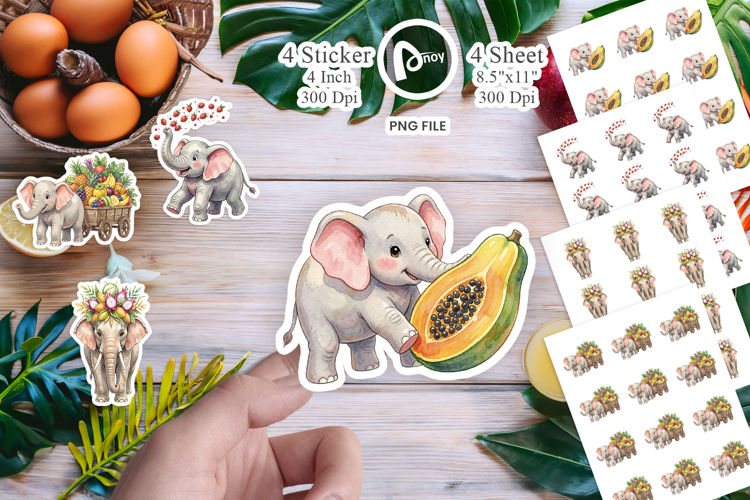 Tropical Fruit Elephant Sticker