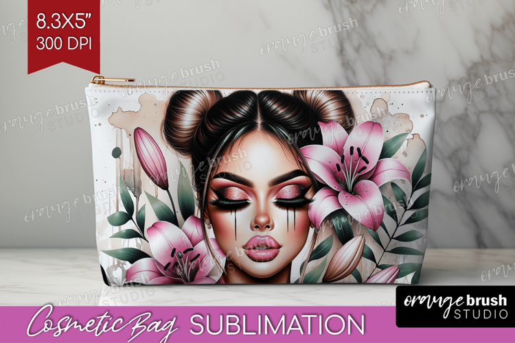 Floral Girl Cosmetic Bag - Tropical Flowers Makeup Bag PNG
