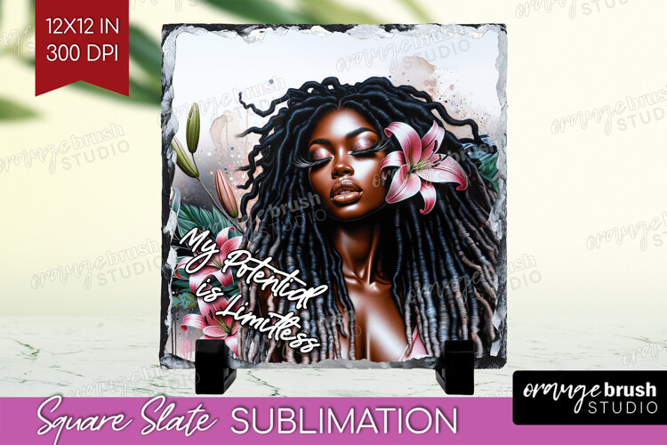 Floral Girl Slate PNG - Tropical Flowers Square Slate example image 1