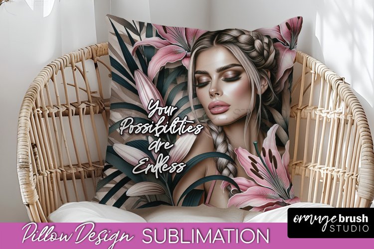 Daily Affirmations Pillow Cover, Floral Pillow Sublimation example image 1