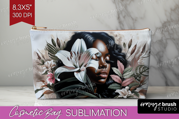 Floral Girl Cosmetic Bag - Tropical Flowers Makeup Bag PNG