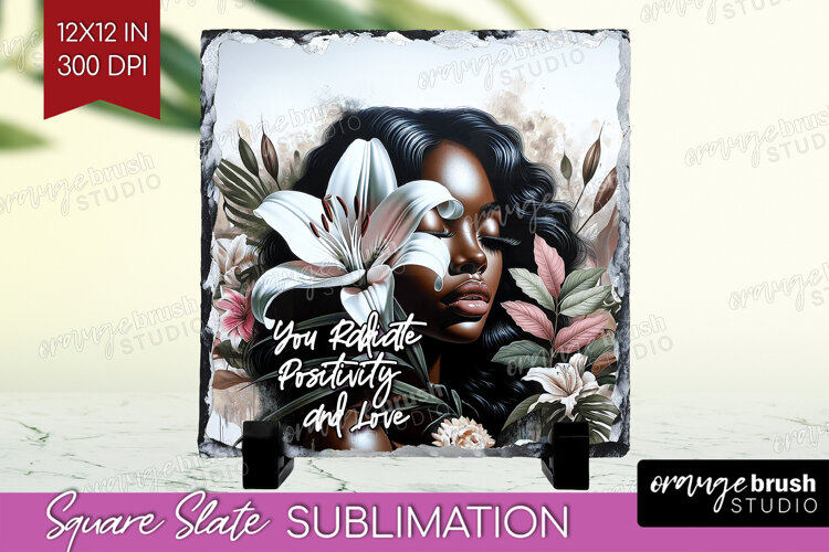 Floral Girl Slate PNG - Tropical Flowers Square Slate example image 1