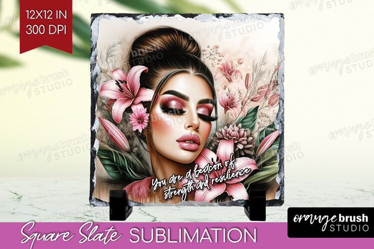 Floral Girl Slate PNG - Tropical Flowers Square Slate example image 1