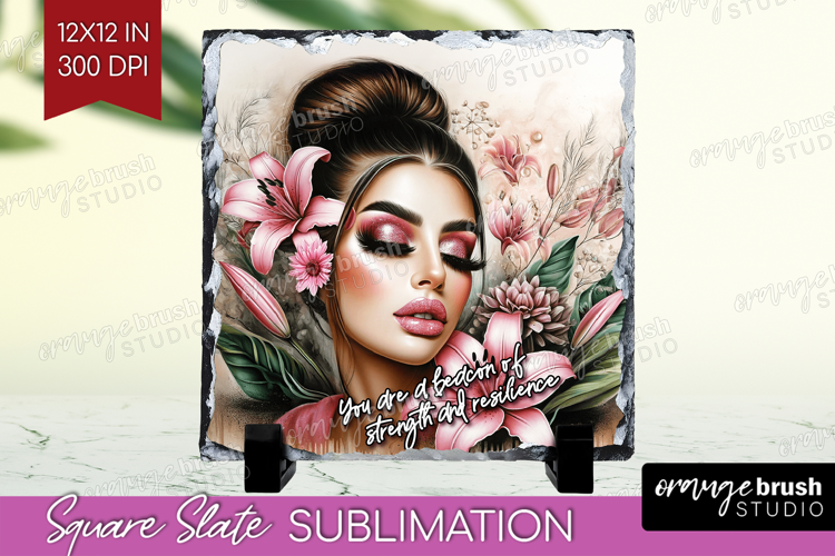 Floral Girl Slate PNG - Tropical Flowers Square Slate