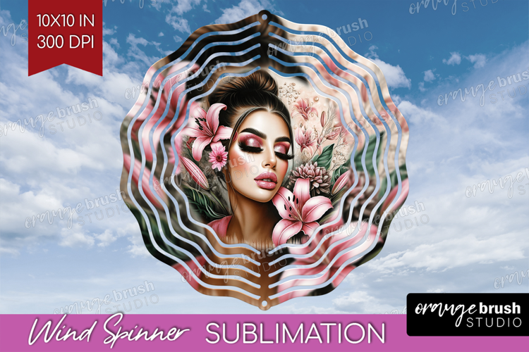 Floral Girl Wind Spinner Sublimation PNG - Tropical Flowers