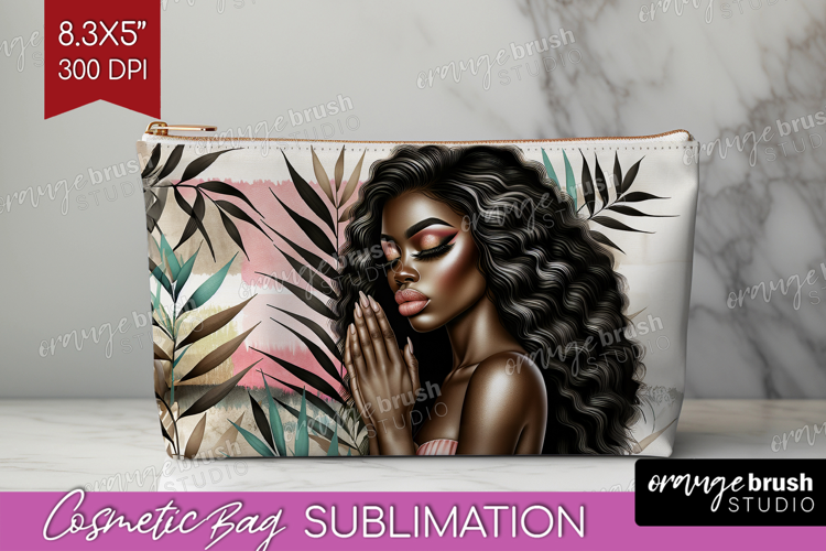 Floral Girl Cosmetic Bag - Tropical Flowers Makeup Bag PNG