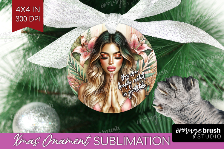 Floral Girl Ornament PNG - Tropical Flowers PNG Sublimation example image 1