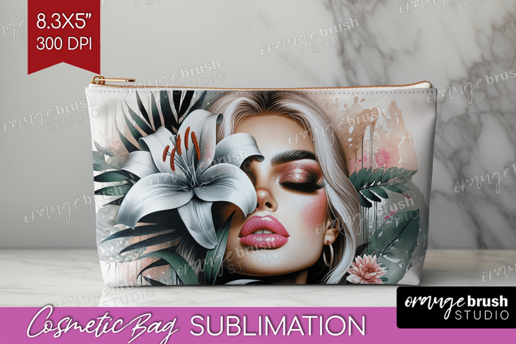 Floral Girl Cosmetic Bag - Tropical Flowers Makeup Bag PNG