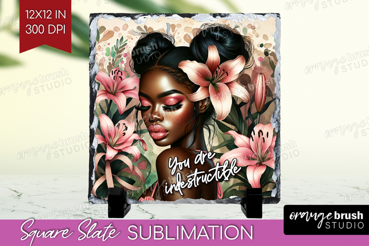 Floral Girl Slate PNG - Tropical Flowers Square Slate