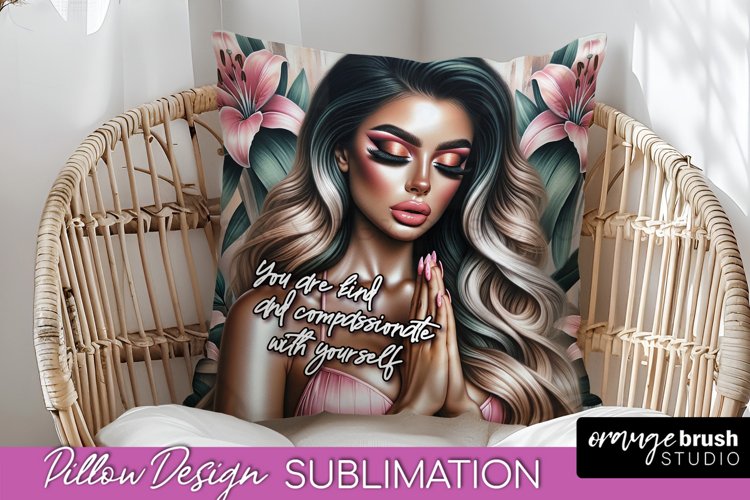 Daily Affirmations Pillow Cover, Floral Pillow Sublimation example image 1