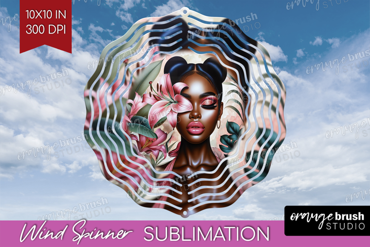 Floral Girl Wind Spinner Sublimation PNG - Tropical Flowers