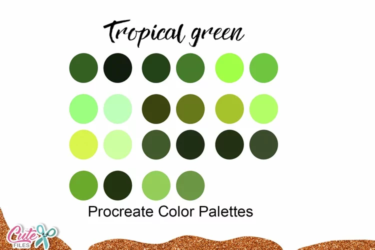 Tropical greeen Color Palette for Procreate