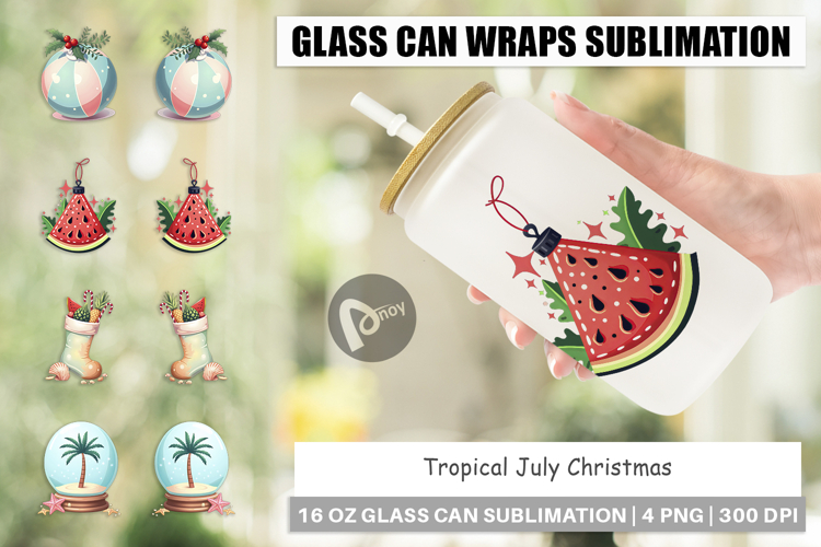 Glass Can Tropical July Christmas