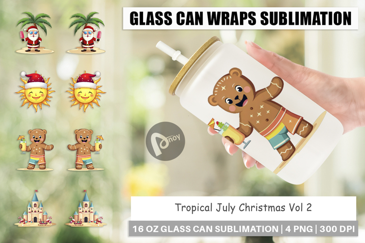Glass Can Tropical July Christmas