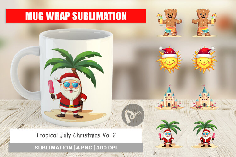 Mug Wrap Tropical July Christmas example image 1