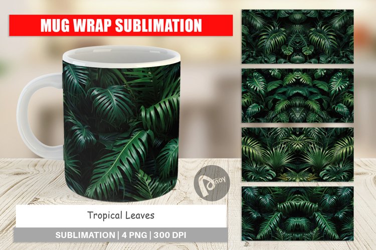 Mug Wrap Design Tropical Leaves