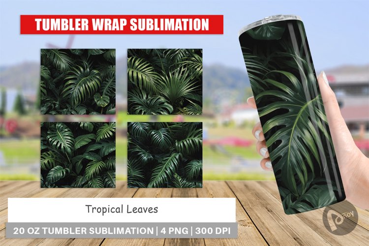 Tumbler Wrap Tropical Leaves