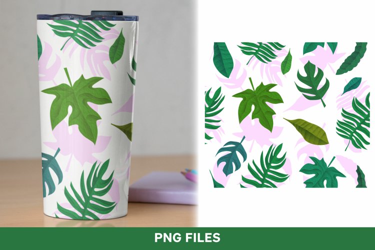 Various Tropical Leaves Motif Sublimation for 20 oz Tumbler example image 1