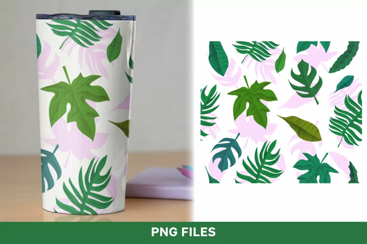 Various Tropical Leaves Motif Sublimation for 20 oz Tumbler