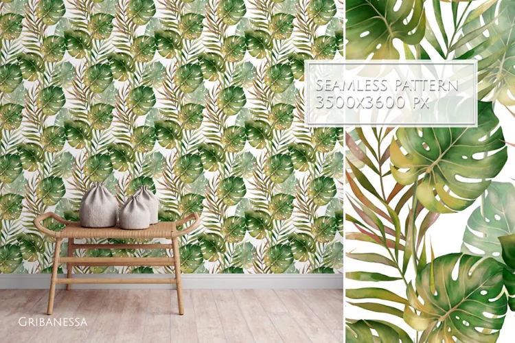 Tropical Leaves Seamless Pattern