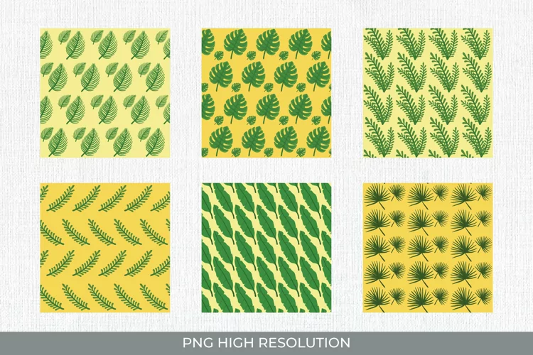 Tropical Leaves Seamless Pattern Paper Pack