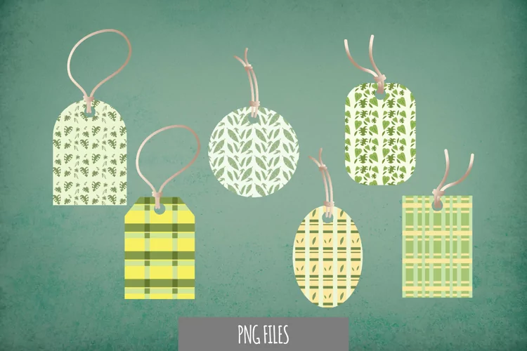 Tropical Leaves Seamless Pattern Shaped Tags