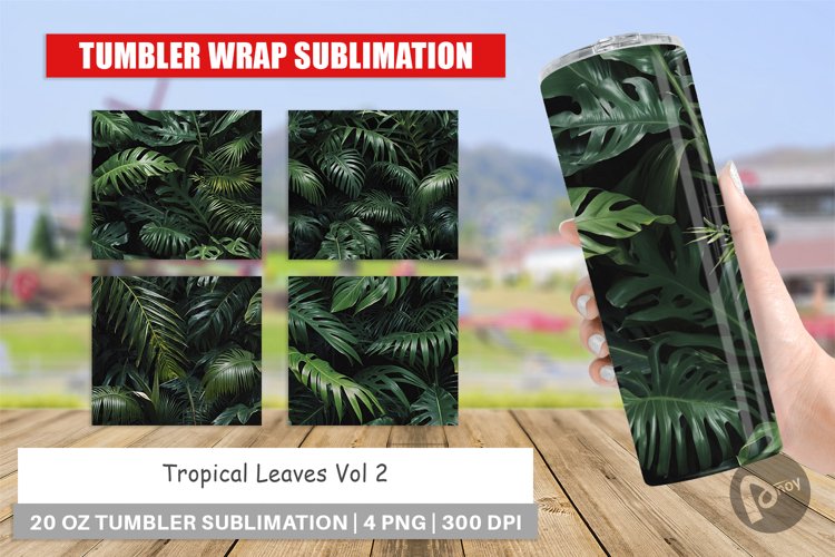 Tumbler Wrap Tropical Leaves
