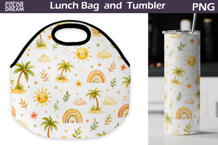 Sunny Tropical Lunch bag | Summer Beach Tumbler Wrap